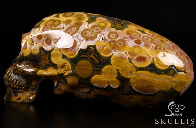 Stunning Giant 8.3" Ocean Jasper Carved Elongated Mayan Alien Crystal Skull, Reiki Healing Stone Statue Stunning Giant 8.3" Ocean Jasper Carved Elongated Mayan Alien Crystal Skull, Reiki Healing Stone Statue