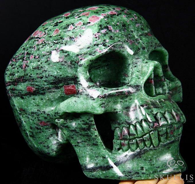 Lifesized 7.5" Ruby Zoisite Carved Crystal Skull, Super Realistic Lifesized 7.5" Ruby Zoisite Carved Crystal Skull, Super Realistic