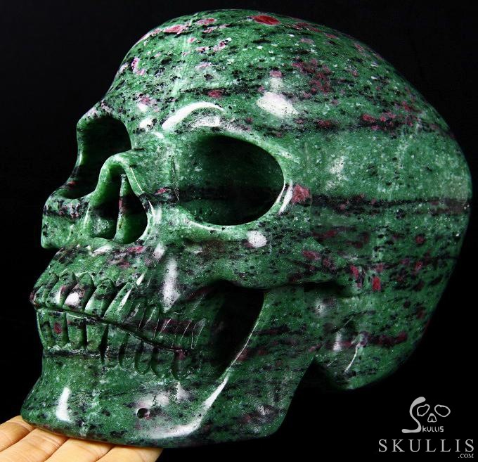 Lifesized 7.5" Ruby Zoisite Carved Crystal Skull, Super Realistic Lifesized 7.5" Ruby Zoisite Carved Crystal Skull, Super Realistic