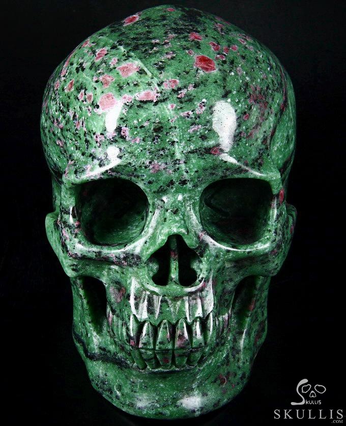 Lifesized 7.5" Ruby Zoisite Carved Crystal Skull, Super Realistic Lifesized 7.5" Ruby Zoisite Carved Crystal Skull, Super Realistic
