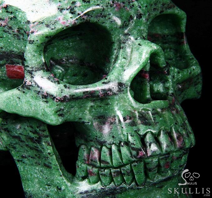 Lifesized 7.5" Ruby Zoisite Carved Crystal Skull, Super Realistic Lifesized 7.5" Ruby Zoisite Carved Crystal Skull, Super Realistic