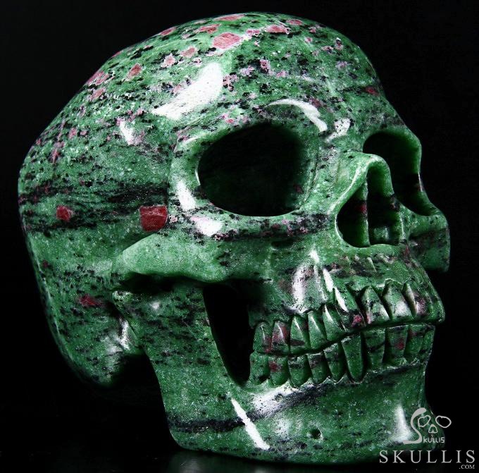 Lifesized 7.5" Ruby Zoisite Carved Crystal Skull, Super Realistic Lifesized 7.5" Ruby Zoisite Carved Crystal Skull, Super Realistic