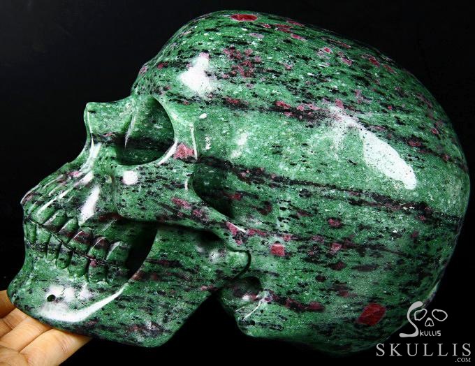 Lifesized 7.5" Ruby Zoisite Carved Crystal Skull, Super Realistic Lifesized 7.5" Ruby Zoisite Carved Crystal Skull, Super Realistic