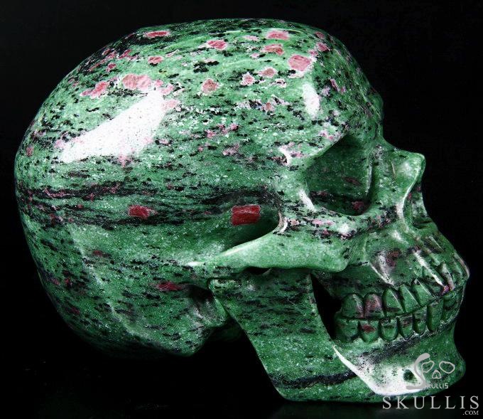 Lifesized 7.5" Ruby Zoisite Carved Crystal Skull, Super Realistic Lifesized 7.5" Ruby Zoisite Carved Crystal Skull, Super Realistic