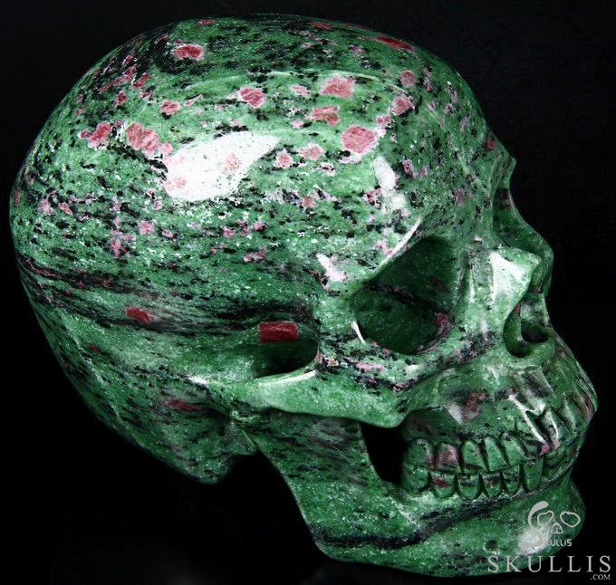 Lifesized 7.5" Ruby Zoisite Carved Crystal Skull, Super Realistic Lifesized 7.5" Ruby Zoisite Carved Crystal Skull, Super Realistic