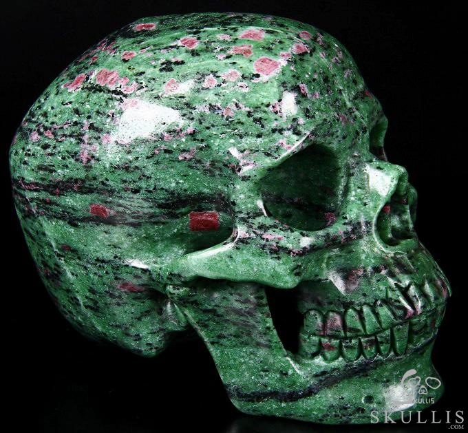 Lifesized 7.5" Ruby Zoisite Carved Crystal Skull, Super Realistic Lifesized 7.5" Ruby Zoisite Carved Crystal Skull, Super Realistic