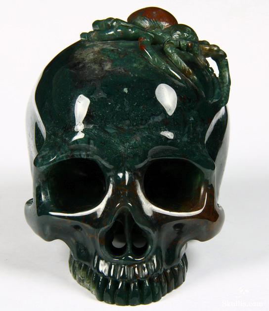 Dec 7, 2014 ACSAD (A Crystal Skull a Day) - Central Perspective - Bloodstone Carved Crystal Skull with Spider Sculpture Dec 7, 2014 ACSAD (A Crystal Skull a Day) - Central Perspective - Bloodstone Carved Crystal Skull with Spider Sculpture