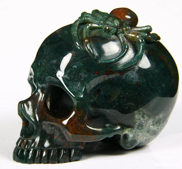Dec 7, 2014 ACSAD (A Crystal Skull a Day) - Central Perspective - Bloodstone Carved Crystal Skull with Spider Sculpture Dec 7, 2014 ACSAD (A Crystal Skull a Day) - Central Perspective - Bloodstone Carved Crystal Skull with Spider Sculpture
