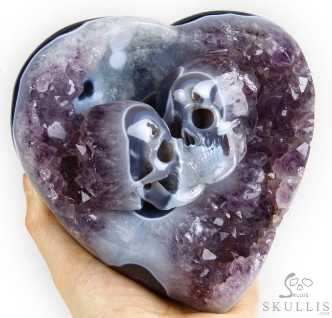 Feb 14, 2014 ACSAD (A Crystal Skull a Day) - Be Mine Valentine - Amethyst Agate Geode Carved Crystal Skulls Heart Sculpture with Stand Feb 14, 2014 ACSAD (A Crystal Skull a Day) - Be Mine Valentine - Amethyst Agate Geode Carved Crystal Skulls Heart Sculpture with Stand