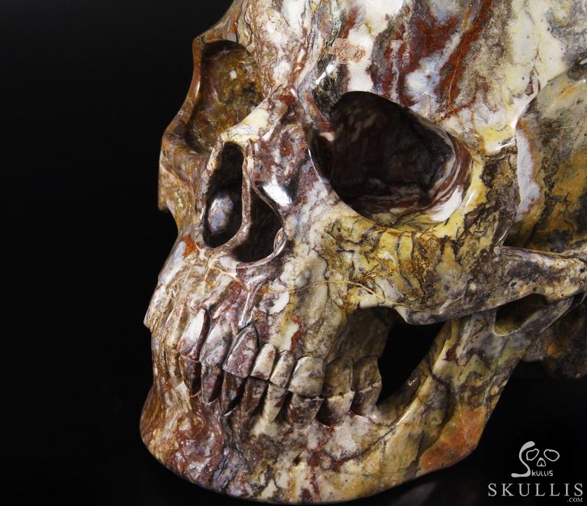 144.9LB RARE TITAN 18.1" Blue, Gold & Red Pietersit Carved Crystal Skull, Realistic 144.9LB RARE TITAN 18.1" Blue, Gold & Red Pietersit Carved Crystal Skull, Realistic