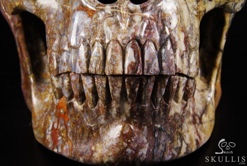 144.9LB RARE TITAN 18.1" Blue, Gold & Red Pietersit Carved Crystal Skull, Realistic 144.9LB RARE TITAN 18.1" Blue, Gold & Red Pietersit Carved Crystal Skull, Realistic