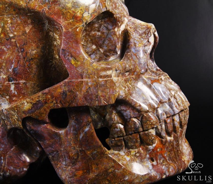 144.9LB RARE TITAN 18.1" Blue, Gold & Red Pietersit Carved Crystal Skull, Realistic 144.9LB RARE TITAN 18.1" Blue, Gold & Red Pietersit Carved Crystal Skull, Realistic