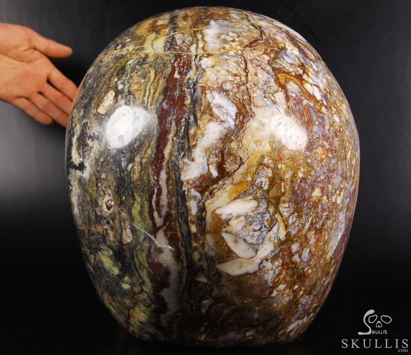 144.9LB RARE TITAN 18.1" Blue, Gold & Red Pietersit Carved Crystal Skull, Realistic 144.9LB RARE TITAN 18.1" Blue, Gold & Red Pietersit Carved Crystal Skull, Realistic