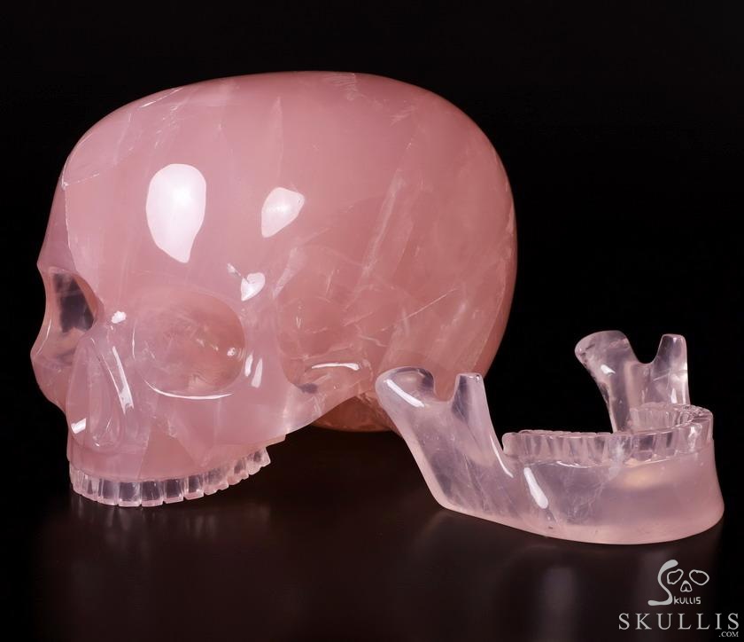 Giant 8.2" Nice Rose Quartz Carved Crystal MH Skull Replica, Detachable Skulls, Healing Giant 8.2" Nice Rose Quartz Carved Crystal MH Skull Replica, Detachable Skulls, Healing