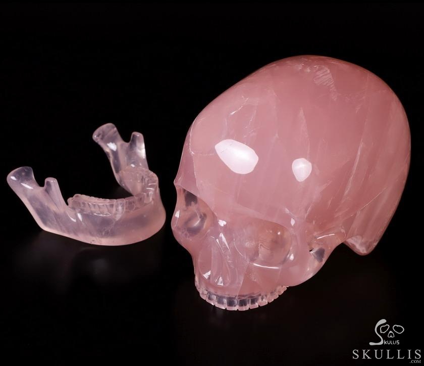 Giant 8.2" Nice Rose Quartz Carved Crystal MH Skull Replica, Detachable Skulls, Healing Giant 8.2" Nice Rose Quartz Carved Crystal MH Skull Replica, Detachable Skulls, Healing