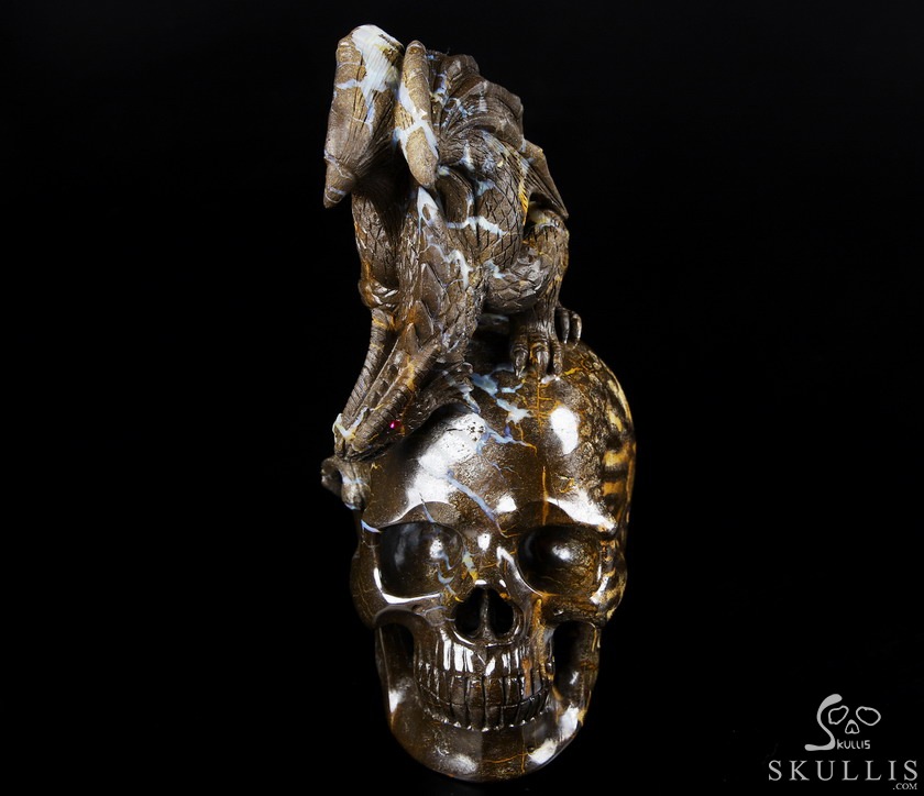 AWESOME GEMSTONE 6.4" Matrix Opal Carved Crystal Skull & Dragon,Super Realistic, Crystal Healing AWESOME GEMSTONE 6.4" Matrix Opal Carved Crystal Skull & Dragon,Super Realistic, Crystal Healing