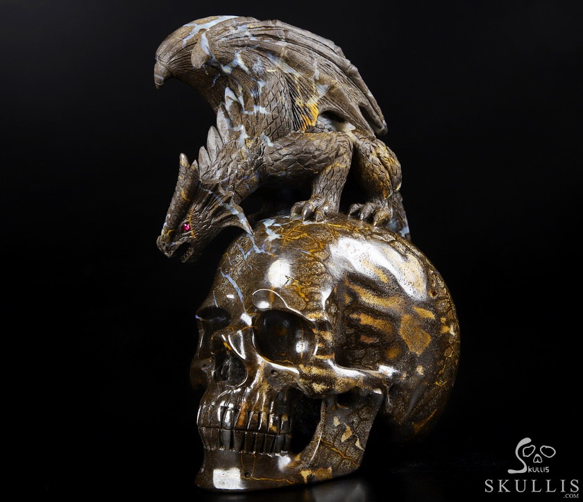 AWESOME GEMSTONE 6.4" Matrix Opal Carved Crystal Skull & Dragon,Super Realistic, Crystal Healing AWESOME GEMSTONE 6.4" Matrix Opal Carved Crystal Skull & Dragon,Super Realistic, Crystal Healing