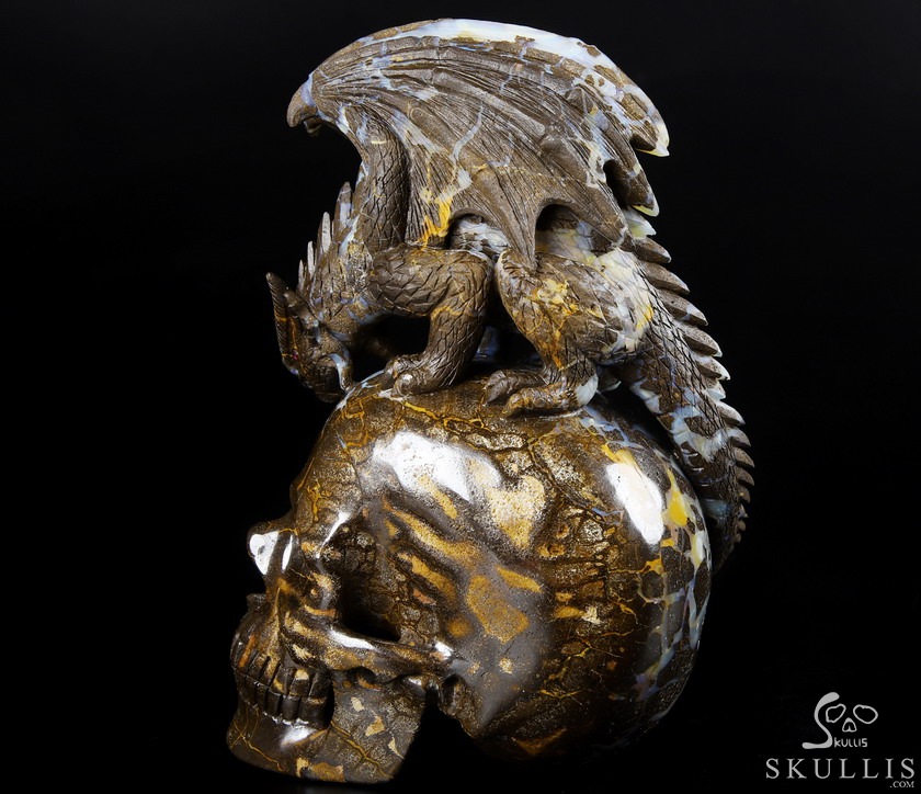 AWESOME GEMSTONE 6.4" Matrix Opal Carved Crystal Skull & Dragon,Super Realistic, Crystal Healing AWESOME GEMSTONE 6.4" Matrix Opal Carved Crystal Skull & Dragon,Super Realistic, Crystal Healing