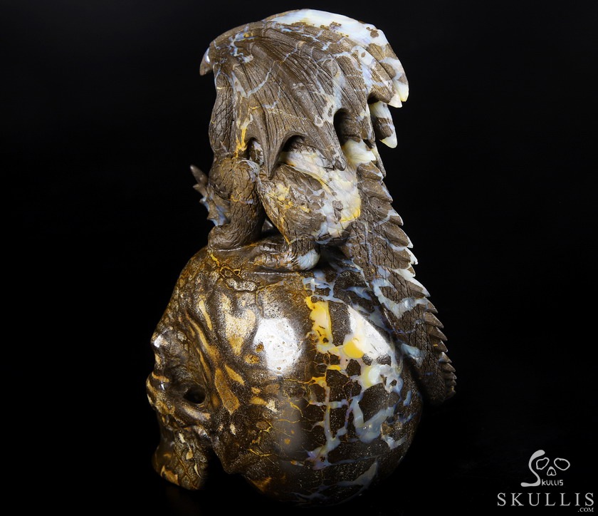 AWESOME GEMSTONE 6.4" Matrix Opal Carved Crystal Skull & Dragon,Super Realistic, Crystal Healing AWESOME GEMSTONE 6.4" Matrix Opal Carved Crystal Skull & Dragon,Super Realistic, Crystal Healing