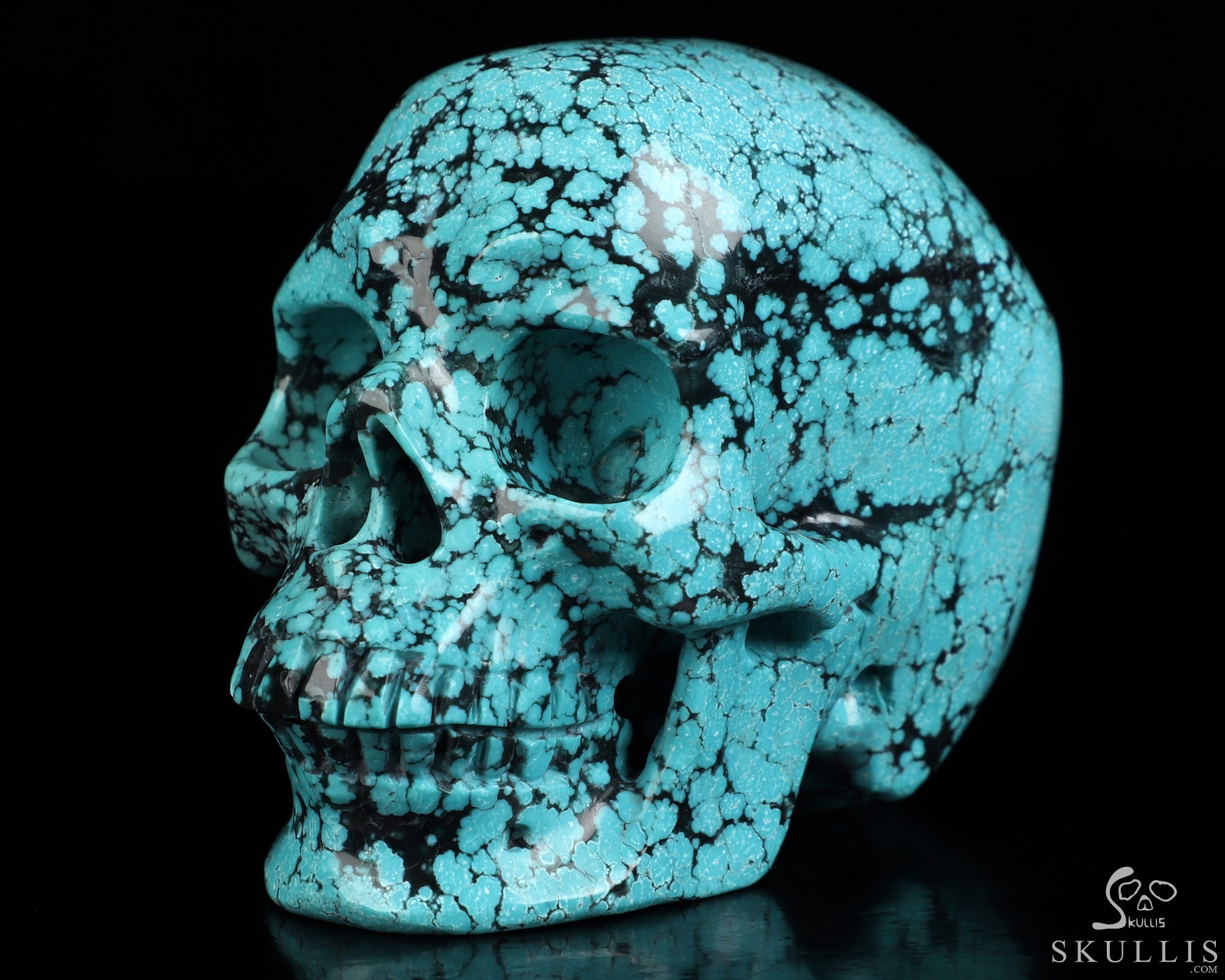 Amazing 3.2" Spider Web Turquoise Hand Carved Crystal Skull, Super Realistic, Crystal Healing Amazing 3.2" Spider Web Turquoise Hand Carved Crystal Skull, Super Realistic, Crystal Healing