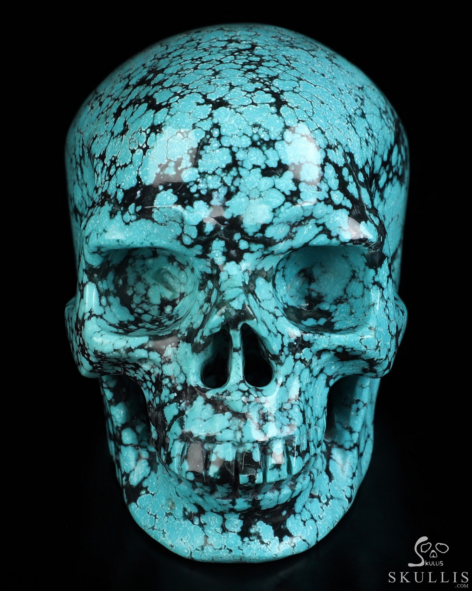 Amazing 3.2" Spider Web Turquoise Hand Carved Crystal Skull, Super Realistic, Crystal Healing Amazing 3.2" Spider Web Turquoise Hand Carved Crystal Skull, Super Realistic, Crystal Healing