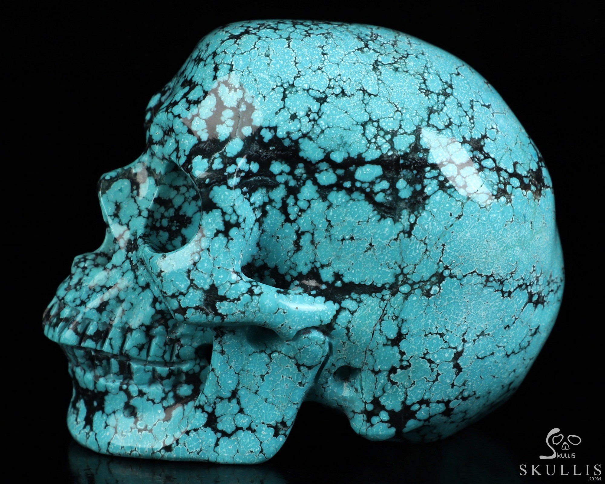 Amazing 3.2" Spider Web Turquoise Hand Carved Crystal Skull, Super Realistic, Crystal Healing Amazing 3.2" Spider Web Turquoise Hand Carved Crystal Skull, Super Realistic, Crystal Healing