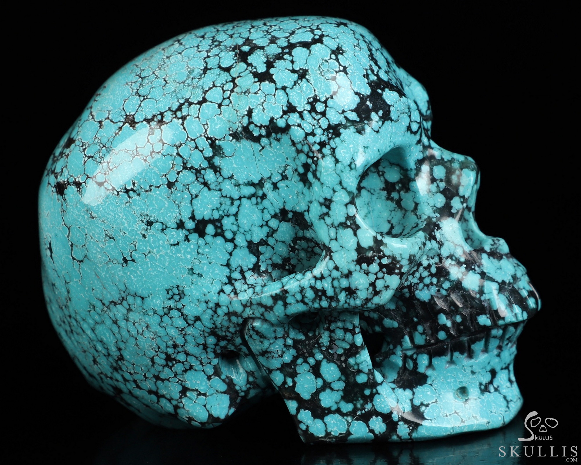 Amazing 3.2" Spider Web Turquoise Hand Carved Crystal Skull, Super Realistic, Crystal Healing Amazing 3.2" Spider Web Turquoise Hand Carved Crystal Skull, Super Realistic, Crystal Healing