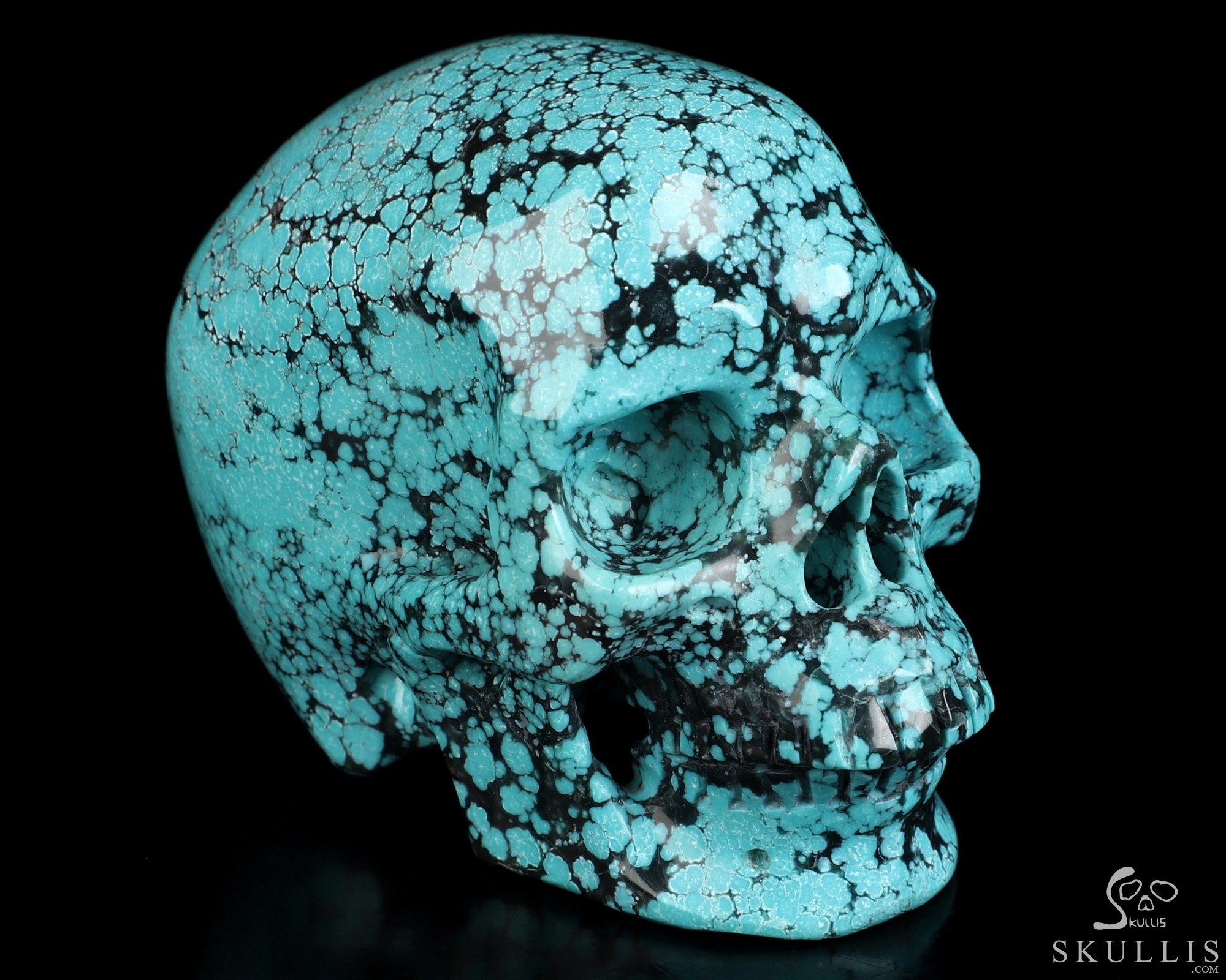Amazing 3.2" Spider Web Turquoise Hand Carved Crystal Skull, Super Realistic, Crystal Healing Amazing 3.2" Spider Web Turquoise Hand Carved Crystal Skull, Super Realistic, Crystal Healing