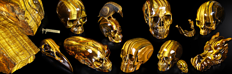 Awesome Gemstone Tiger Eye Carved Skulls.
