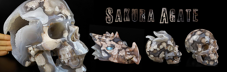 Amazing Geode Sakura Agate Carved Sculptures