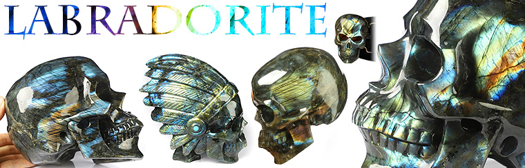 Flash Labradorite Skulls