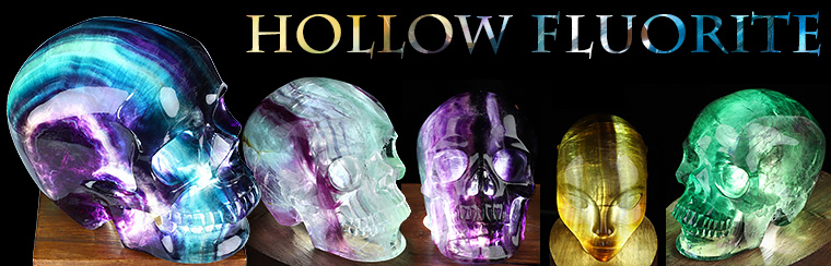 Fluorite Hollow Crystal Skull Lamp/Light