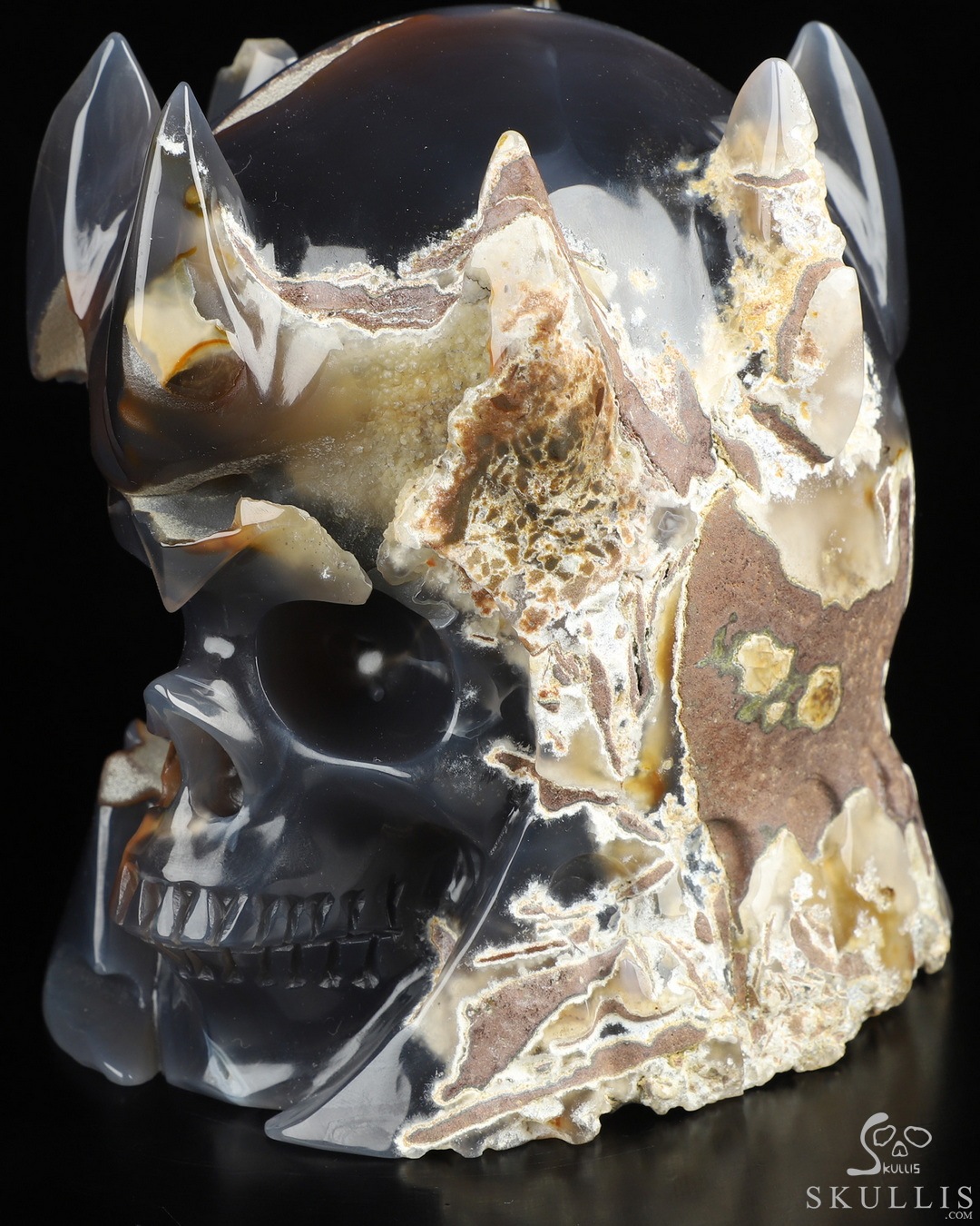 Crâne En Cristal D'agate Du Brésil Taille Main - Poids 5.2 Carats - Réaliste Et Détaillé - Pièce Premium