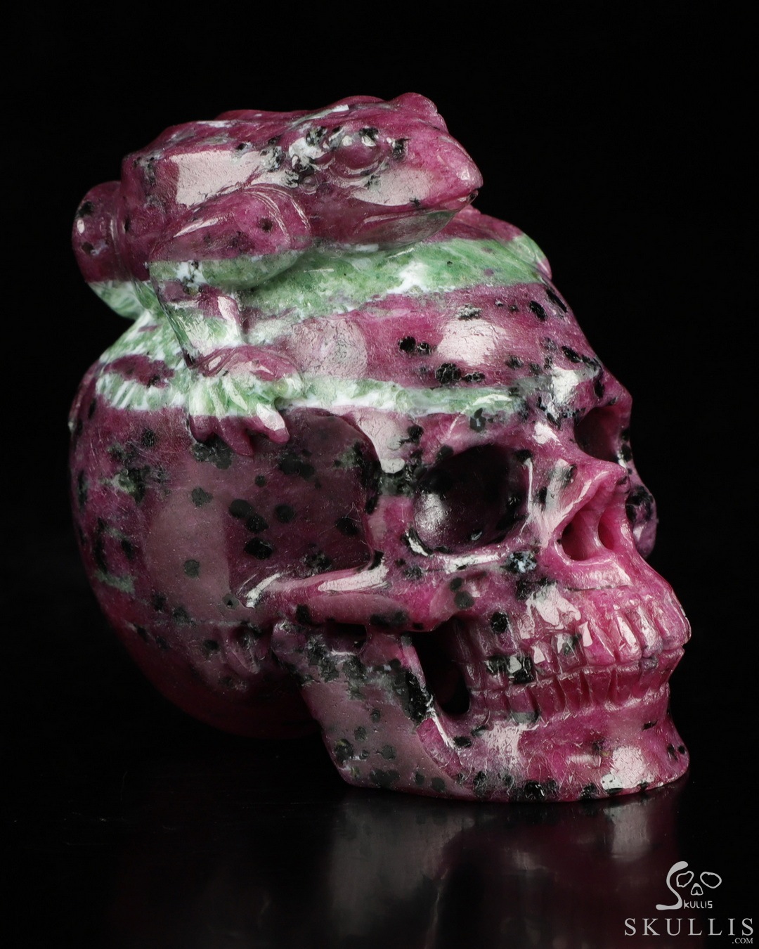 Zoisite Skull with Snakes