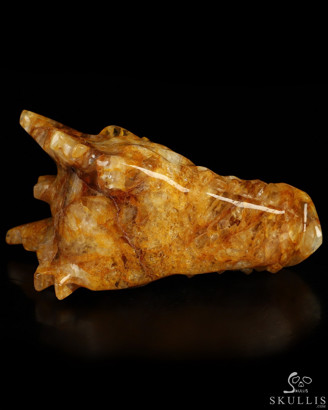 Crâne De Dragon Sculpté En Cristal De Quartz Fantôme - 12,95 Kg - Pierre De Guérison - Neuf