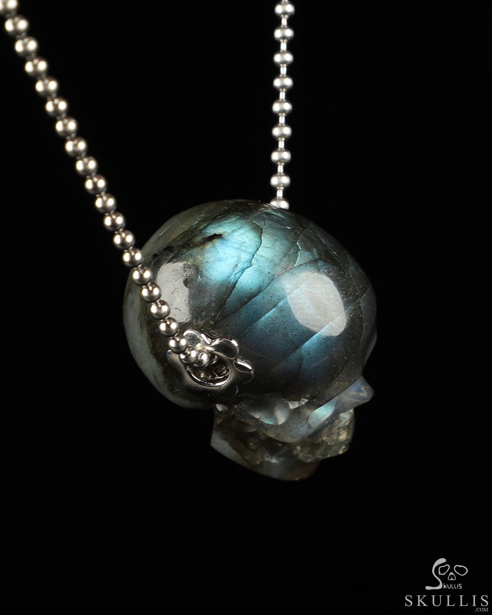 Necklace of 1.1 Labradorite Hand Carved Crystal Skull Pendant Skull Jewelry Skullis Gemstone Crystal Skulls