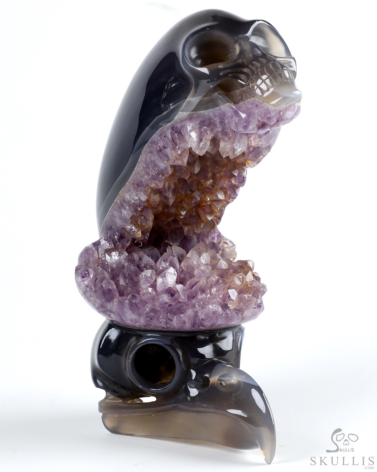 天然石アメジストの原石スカル　置物　鉱物　彫物NO.032102 天然石アメジストの原石スカル 置物 鉱物 彫物NO.032102