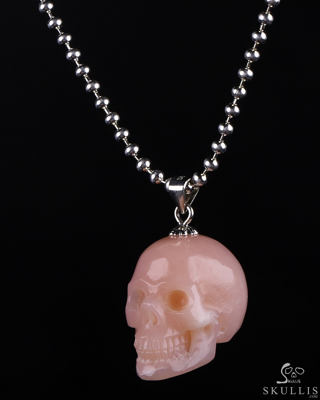 Pink Opal and Crystal Sterling Silver Necklace