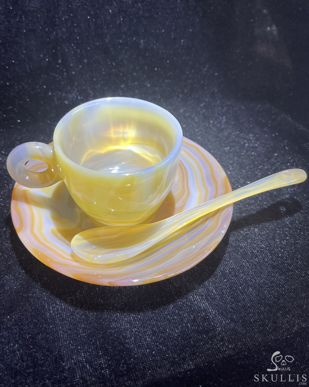 3.3" Premium Brazilian Agate Carved Crystal Coffee Cup & Spoon, Crystal  Healing