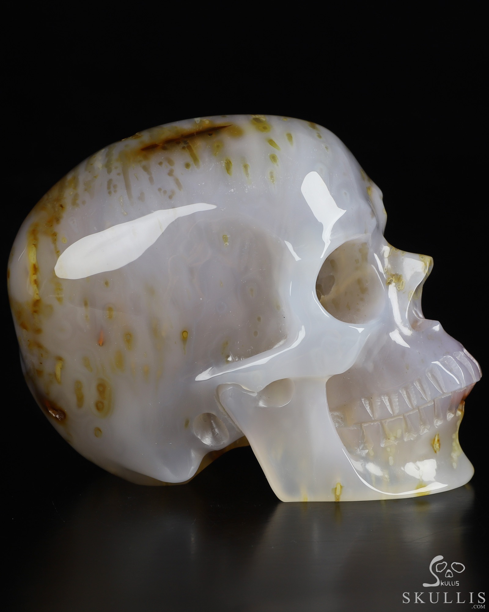 Crâne En Cristal De Cornaline Sculpté à La Main - Taille 5.0, Réaliste, Pour La Lithothérapie