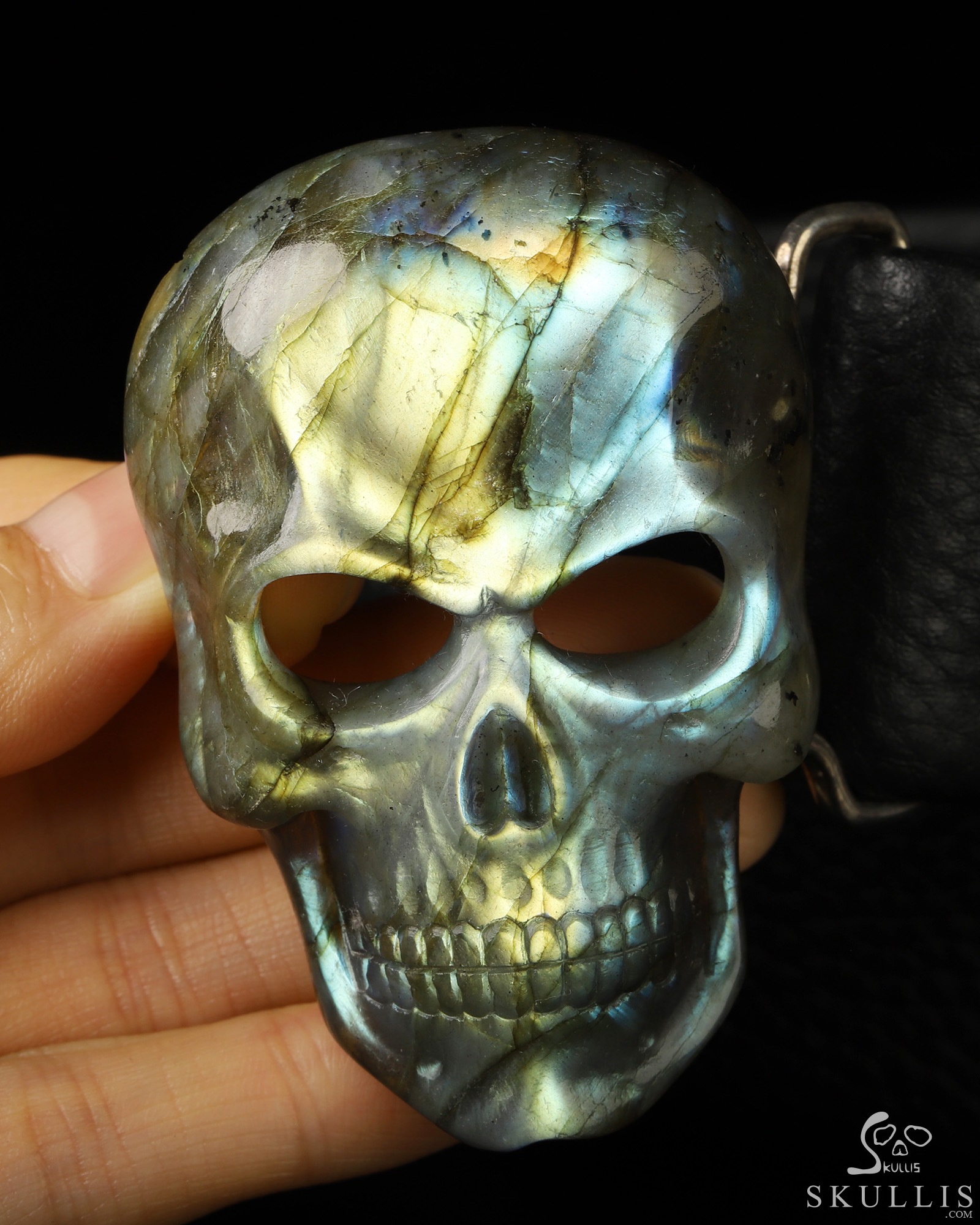 Carved Labradorite Skull Pendants