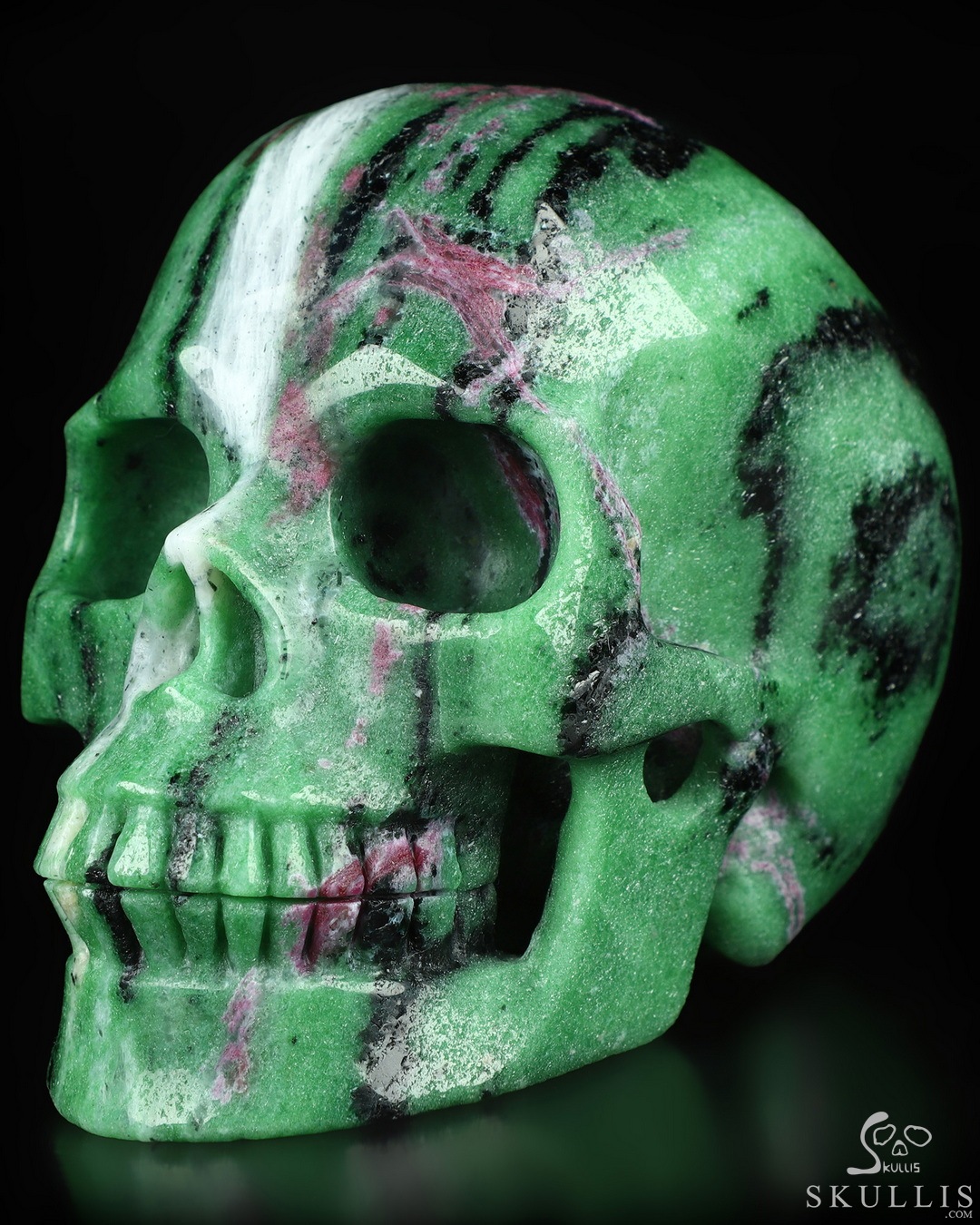 Zoisite Skull with Snakes