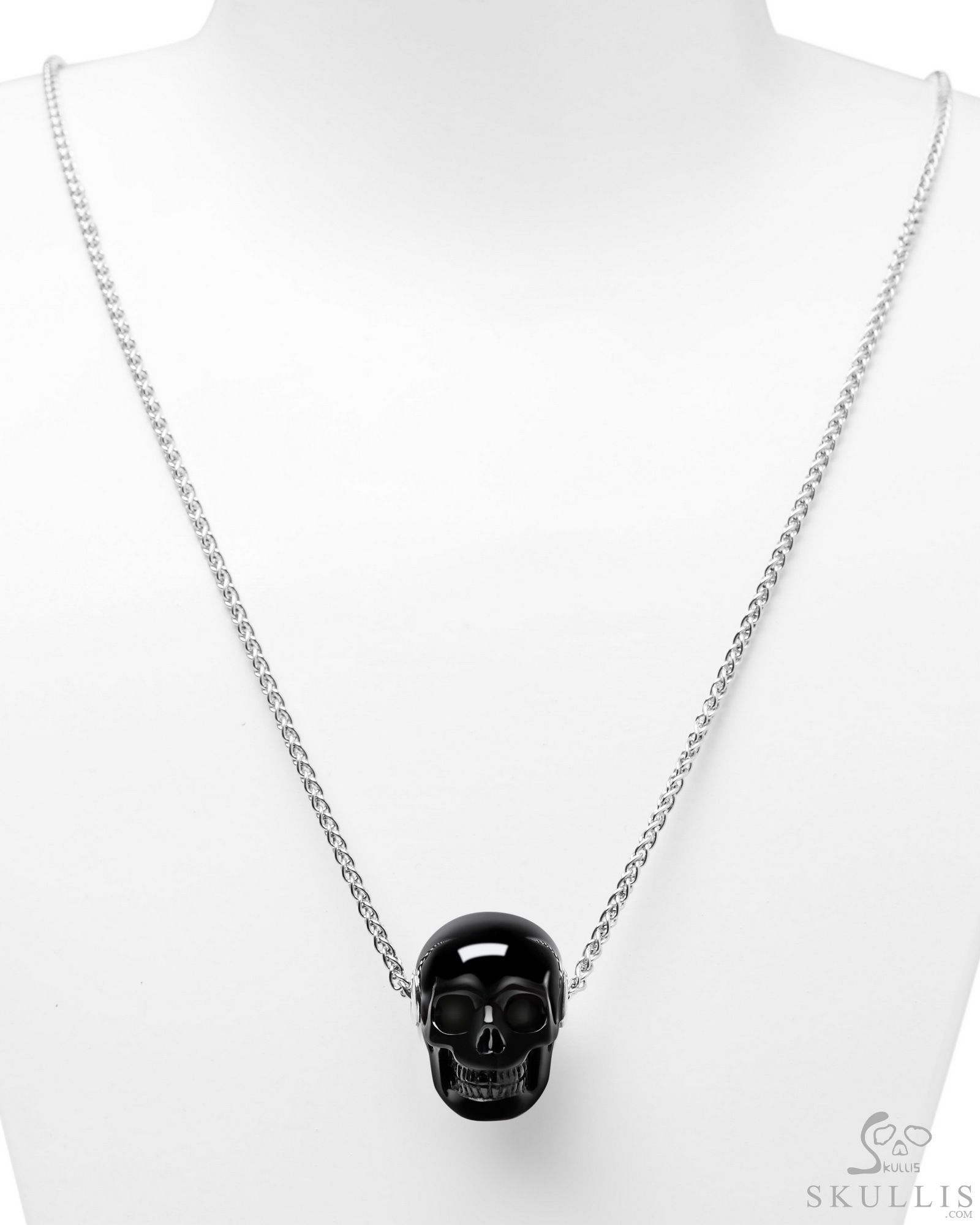 Necklace of Black Obsidian Hand Carved Crystal Skull Pendant, Skull  Jewelry