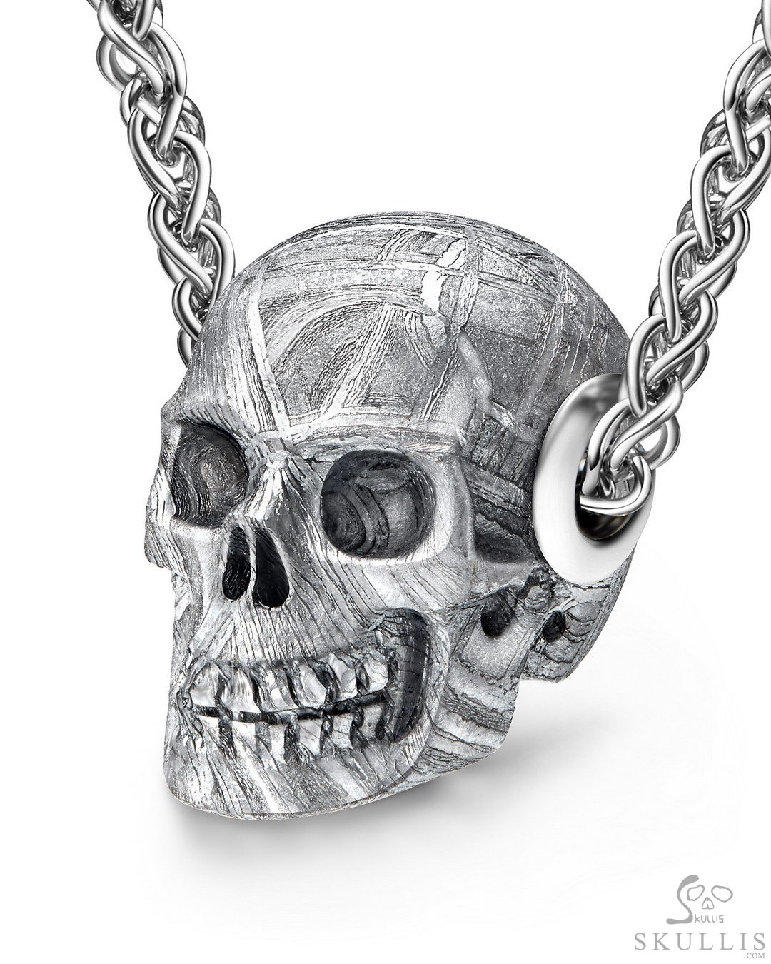 Skullis Signature 0.8“ Sweden Meteorite Gem Crystal Skull Pendant