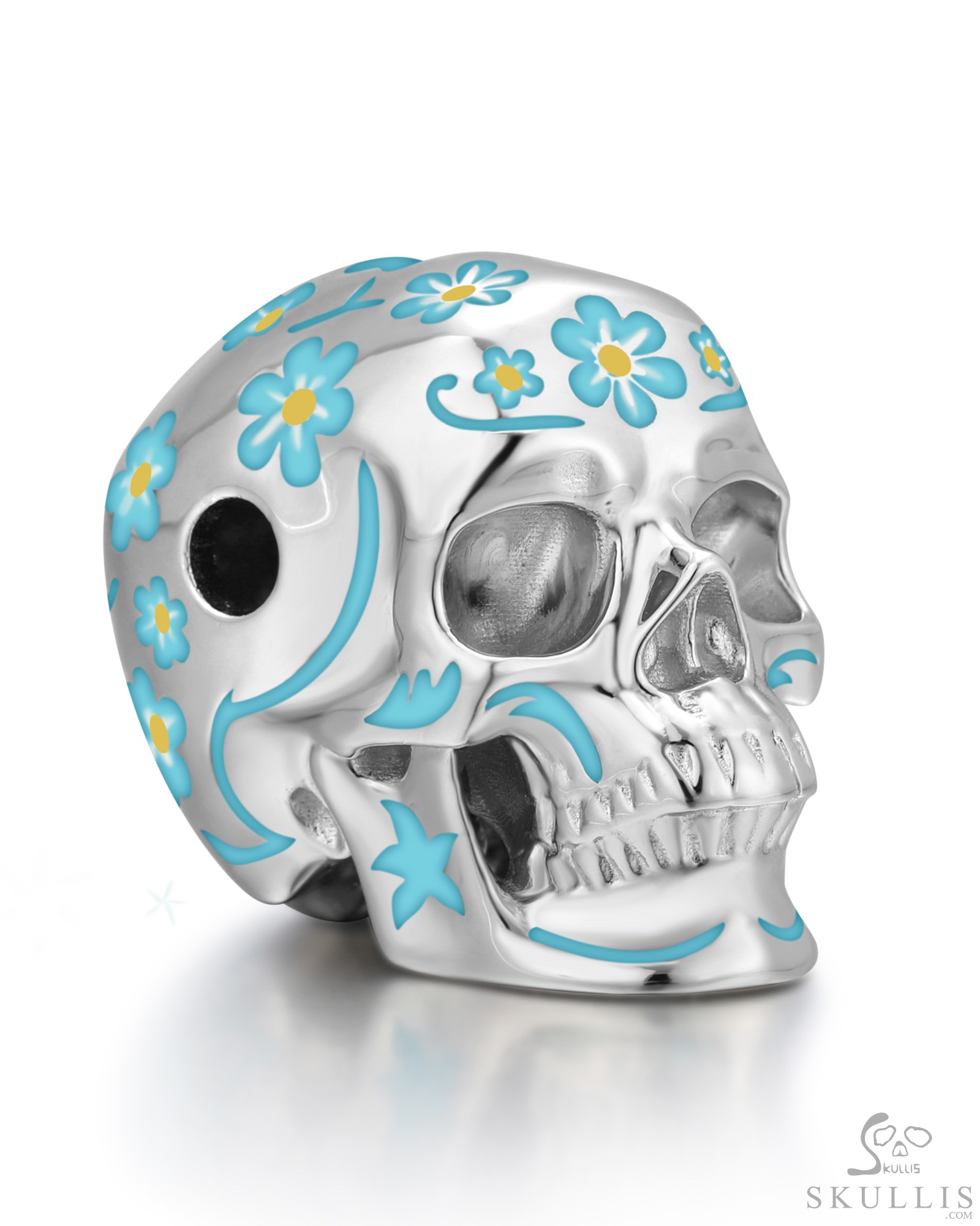 Cloisonné Skull Pendant, Necklace of Copper Handmade Skull Pendant,  Skull Jewelry