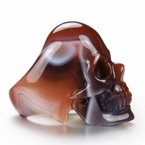 May 17, 2015 ACSAD (A Crystal Skull a Day) - Skullis Signature Crystal Skull Ring - Solid Fine Gemstone Mozambique Agate Carved Crystal Skull Ring #001