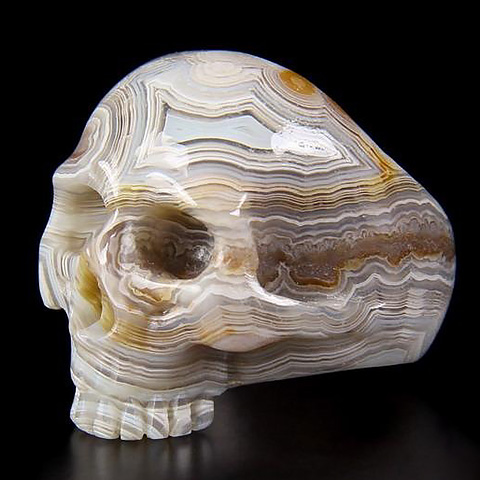 Gemstone Size 7, Crazy Lace Agate Carved Crystal Skull Ring