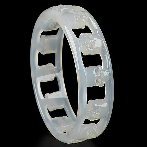 3.5" Agate Carved Crystal Skull Bracelets/ Bangles