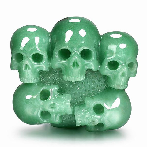 Green Aventurine Carved Crystal Skull Buckle Belt