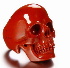 Skullis Signature Solid Red Jasper Carved Gemstone Crystal Skull Ring